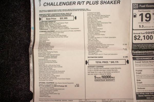 2017 Dodge Challenger R/T Plus Shaker 