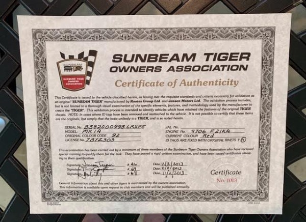 1966 Sunbeam - SOLD Tiger Mark 1A - SOLD!!! Shelby Conversion V-8