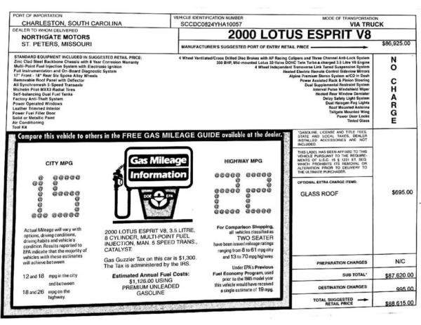 2000 Lotus Esprit V8 Twin Turbo 